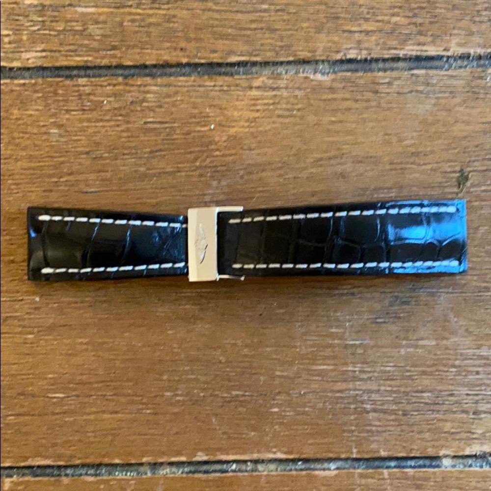 New black crocodile leather Breitling strap & clip